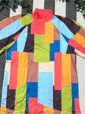Multicolor Geometric Long Sleeve Top - Women